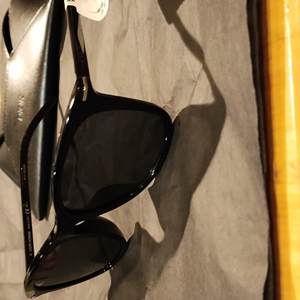 Christian Dior 55mm Black Tie Rectangular Sunglasses
